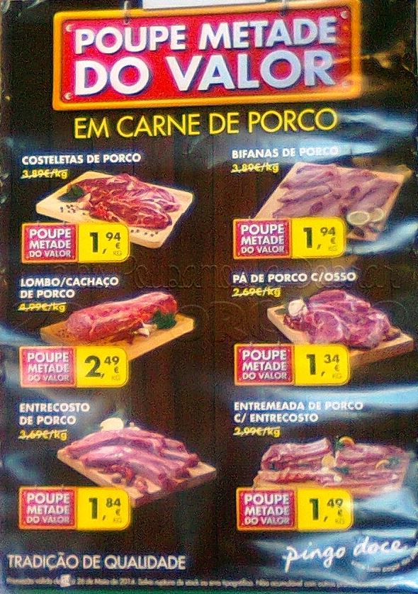 50% de desconto imediato PINGO DOCE Carne de Porco até 26 maio - Fot